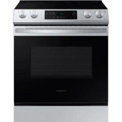 Samsung - 6.3 Cu. Ft. Front Control Slide-In Electric Range With Wi-Fi, Fingerprint Resistant - Stainless Steel