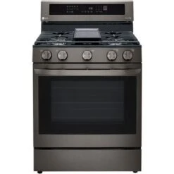 LG 5.8-Cu. Ft. Gas Convection Smart Range With AirFry And InstaView, Black Stainless Steel