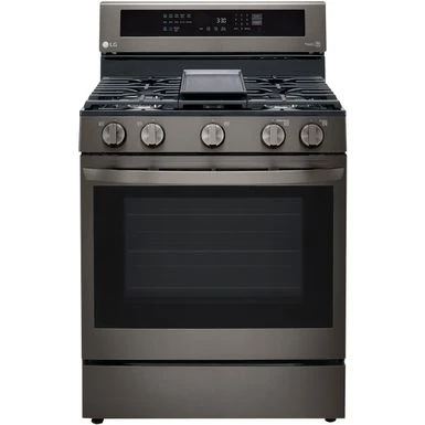 LG 5.8-Cu. Ft. Gas Convection Smart Range With AirFry And InstaView, Black Stainless Steel 3 LG 5.8-Cu. Ft. Gas Convection Smart Range With AirFry And InstaView, Black Stainless Steel