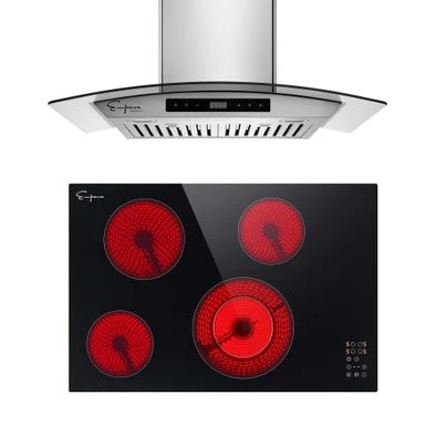 2 Piece Kitchen Appliances Packages Including 30" Radiant Electric Cooktop And 30" Wall Mount Range Hood - Black 3 2 Piece Kitchen Appliances Packages Including 30" Radiant Electric Cooktop And 30" Wall Mount Range Hood - Black