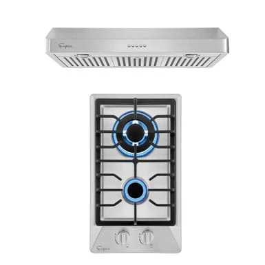 2 Piece Kitchen Appliances Packages Including 12" Gas Cooktop And 30" Under Cabinet Range Hood - Silver 3 2 Piece Kitchen Appliances Packages Including 12" Gas Cooktop And 30" Under Cabinet Range Hood - Silver