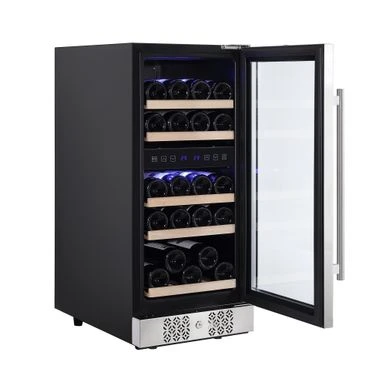 15 In. Double Zone 29-Bottle Built-In And Freestanding Wine Chiller Refrigerator In Stainless Steel - Stainless Steel 5 15 In. Double Zone 29-Bottle Built-In And Freestanding Wine Chiller Refrigerator In Stainless Steel - Stainless Steel - Image 3