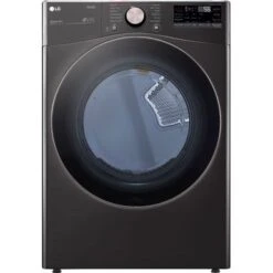 LG - 7.4 Cu. Ft. Stackable Smart Electric Dryer With Steam And Built-In Intelligence - Black Steel