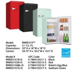 Avanti 3.1 Cu. Ft. Blue Compact Retro Style Refrigerator