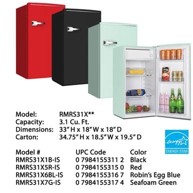 Avanti 3.1 Cu. Ft. Blue Compact Retro Style Refrigerator 3 Avanti 3.1 Cu. Ft. Blue Compact Retro Style Refrigerator