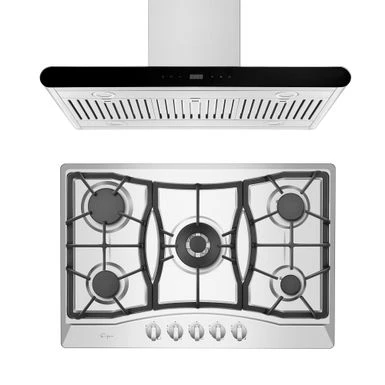 2 Piece Kitchen Appliances Packages Including 30" Gas Cooktop And 36" Island Range Hood - Silver 3 2 Piece Kitchen Appliances Packages Including 30" Gas Cooktop And 36" Island Range Hood - Silver