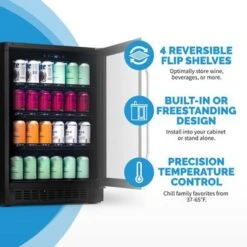 NewAir FlipShelf 24" 179 Can Or 49 Bottle, Built-in Or Freestanding Wine And Beverage Fridge With Reversible Shelves - Stainless Steel 14 NewAir FlipShelf 24" 179 Can Or 49 Bottle, Built-in Or Freestanding Wine And Beverage Fridge With Reversible Shelves - Stainless Steel -KitchenAid Shop 119c2609 4063 4fa2 be15 b2ff877bb20a