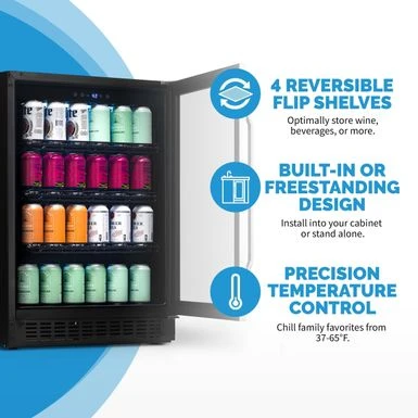 NewAir FlipShelf 24" 179 Can Or 49 Bottle, Built-in Or Freestanding Wine And Beverage Fridge With Reversible Shelves - Stainless Steel 7 NewAir FlipShelf 24" 179 Can Or 49 Bottle, Built-in Or Freestanding Wine And Beverage Fridge With Reversible Shelves - Stainless Steel - Image 5