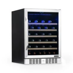 Newair 24" Built-In 52 Bottle Compressor Wine Fridge In Stainless Steel With Precision Digital Thermostat - Silver