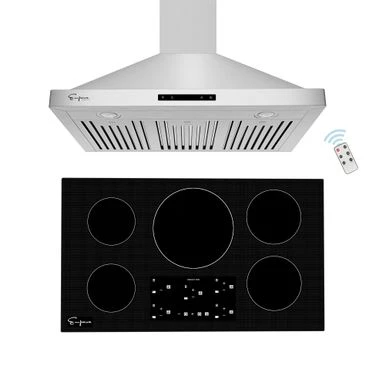 2 Piece Kitchen Package With 36" Induction Cooktop & 36" Ducted Wall Mount Range Hood - Silver 3 2 Piece Kitchen Package With 36" Induction Cooktop & 36" Ducted Wall Mount Range Hood - Silver