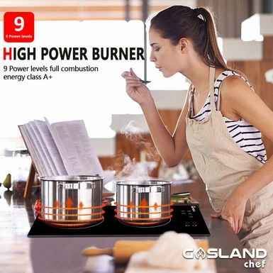 Gasland Chef 12'' Built-in Electric Induction Cooktop With 2 Burners, 9 Power Levels, Sensor Touch Control, 240V - Black 6 Gasland Chef 12'' Built-in Electric Induction Cooktop With 2 Burners, 9 Power Levels, Sensor Touch Control, 240V - Black - Image 4