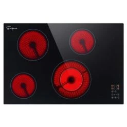 30-in 4 Elements Radiant Electric Cooktop With Dual-Ring Element - 30" - Black