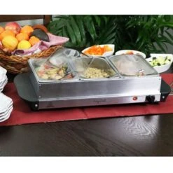 MegaChef Buffet Server & Food Warmer With 3 Sectional Trays - Electric - 3 - Silver -KitchenAid Shop 31ed3eae 8b2b 48fd b877 c4cf658a365b