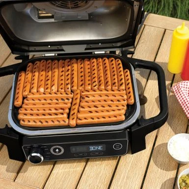 Ninja - Woodfire Outdoor Grill & Smoker, 7-in-1 Master Grill, BBQ Smoker, & Outdoor Air Fryer With Woodfire Technology - Grey 10 Ninja - Woodfire Outdoor Grill & Smoker, 7-in-1 Master Grill, BBQ Smoker, & Outdoor Air Fryer With Woodfire Technology - Grey - Image 9