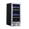 NewAir 15 Built-in 29 Bottle Dual Zone Compressor Wine Fridge, Quiet Operation - Silver