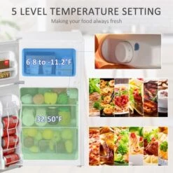 HOMCOM Double Door Mini Fridge With Freezer, 3.2 Cu.Ft Compact Refrigerator With Adjustable Shelf, Adjustable Thermostat - 18" W X 19.75" D X 34" H - White 25 HOMCOM Double Door Mini Fridge With Freezer, 3.2 Cu.Ft Compact Refrigerator With Adjustable Shelf, Adjustable Thermostat - 18" W X 19.75" D X 34" H - White -KitchenAid Shop 3c08514f 7121 4196 a46d ba7a924fbc38