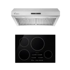 2 Piece Kitchen Package With 30" Induction Cooktop & 30" Ducted Under Cabinet Range Hood - Silver