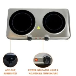 MegaChef Portable Dual Vitro-Ceramic Infrared Cooktop - Hot Plate - 2 - Silver -KitchenAid Shop 4618c048 6a4f 4791 bfeb 7445b74a3cb4
