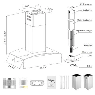 2 Piece Kitchen Appliances Packages Including 36" Gas Cooktop And 36" Island Range Hood - 36" 7 2 Piece Kitchen Appliances Packages Including 36" Gas Cooktop And 36" Island Range Hood - 36" - Image 5