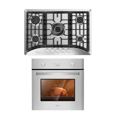 2 Piece Kitchen Package With 24" Gas Single Wall Oven & 30" Gas Cooktop - Silver 3 2 Piece Kitchen Package With 24" Gas Single Wall Oven & 30" Gas Cooktop - Silver