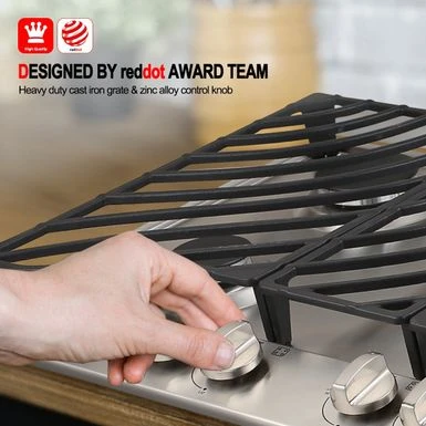 Gasland Chef 30" Gas Stovetop Stainless Steel 4 Italy Sabaf Burner Built-in Gas Cooktop NG/LPG Convertible - Black 4 Gasland Chef 30" Gas Stovetop Stainless Steel 4 Italy Sabaf Burner Built-in Gas Cooktop NG/LPG Convertible - Black - Image 2