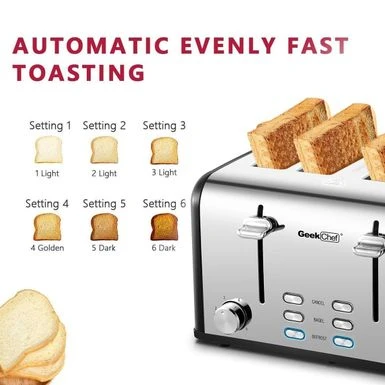 4-slice Stainless Steel Toaster - Silver 18 4-slice Stainless Steel Toaster - Silver - Image 16