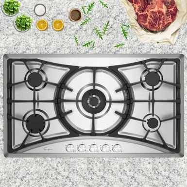 Built-in 36" Stainless Steel Gas Cooktop - 5 Sealed Burners Cook Tops - Stainless Steel 6 Built-in 36" Stainless Steel Gas Cooktop - 5 Sealed Burners Cook Tops - Stainless Steel - Image 4
