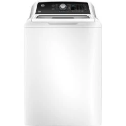 GE - 4.5 Cu Ft Top Load Washer With Water Level Control, Deep Fill, Quick Wash, And Glass Lid - White On White