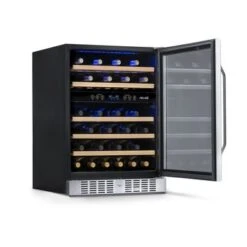Newair 24" Built-in 46 Bottle Dual Zone Compressor Wine Fridge In Stainless Steel, Quiet Operation - Silver -KitchenAid Shop 55980602 349a 4d25 8a37 7303862f21e2