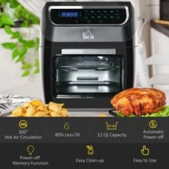 HOMCOM Large Air Fryer Oven With Family Size, Countertop Oven Cooking Gift - 12.5" X 13.25" X 14.5" - 12.5" X 13.25" X 14.5" - Black -KitchenAid Shop 55f34590 43ae 458a 804c 9f2279a26982