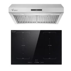 2 Piece Kitchen Appliances Packages Including 30" Induction Cooktop And 30" Under Cabinet Range Hood - Black