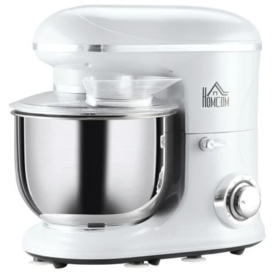 HOMCOM Stand Mixer With Splash Guard, Electric Hand Mixer Set With 6 Qt. Large Mixing Bowl - 14.5" X 9" X 14.5" - White 20 HOMCOM Stand Mixer With Splash Guard, Electric Hand Mixer Set With 6 Qt. Large Mixing Bowl - 14.5" X 9" X 14.5" - White - Image 18