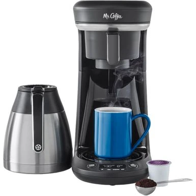 Mr. Coffee® Mr. Coffee - Space-Saving Combo 10-Cup Coffee Maker And Pod Single Serve Brewer - Stainless-Steel/Black 4 Mr. Coffee® Mr. Coffee - Space-Saving Combo 10-Cup Coffee Maker And Pod Single Serve Brewer - Stainless-Steel/Black - Image 2