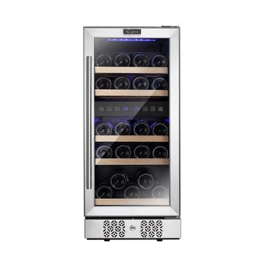 15 In. Double Zone 29-Bottle Built-In And Freestanding Wine Chiller Refrigerator In Stainless Steel - Stainless Steel 3 15 In. Double Zone 29-Bottle Built-In And Freestanding Wine Chiller Refrigerator In Stainless Steel - Stainless Steel