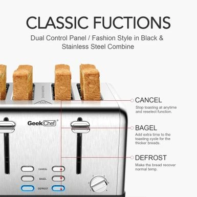 4-slice Stainless Steel Toaster - Silver 12 4-slice Stainless Steel Toaster - Silver - Image 10