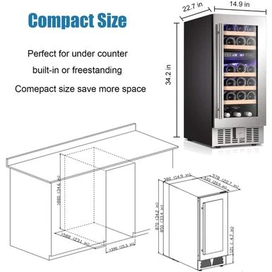 12"-15" Wine Cooler Beverage Refrigerator Beer Mini Fridge 19 Bottles - 15inch-new 17 12"-15" Wine Cooler Beverage Refrigerator Beer Mini Fridge 19 Bottles - 15inch-new - Image 15
