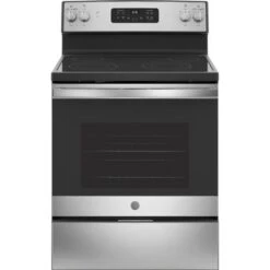 GE - 5.3 Cu. Ft. Freestanding Electric Range With Self-cleaning - Stainless Steel