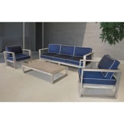 Mamaroneck Grey Teak Outdoor Club Chair With Cushions By Havenside Home - Navy -KitchenAid Shop 79e3d6a8 73d0 476b af31 0ed619d05d1b