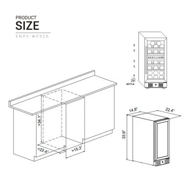 15 In. Double Zone 29-Bottle Built-In And Freestanding Wine Chiller Refrigerator In Stainless Steel - Stainless Steel 4 15 In. Double Zone 29-Bottle Built-In And Freestanding Wine Chiller Refrigerator In Stainless Steel - Stainless Steel - Image 2
