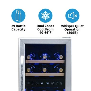 NewAir 15 Built-in 29 Bottle Dual Zone Compressor Wine Fridge, Quiet Operation - Silver 9 NewAir 15 Built-in 29 Bottle Dual Zone Compressor Wine Fridge, Quiet Operation - Silver - Image 7