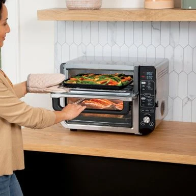 Ninja - 12-in-1 Smart Double Oven, FlexDoor, Smart Thermometer, Smart Finish, Rapid Top Oven, Convection & Air Fry Bottom Oven - Stainless Steel/Black 5 Ninja - 12-in-1 Smart Double Oven, FlexDoor, Smart Thermometer, Smart Finish, Rapid Top Oven, Convection & Air Fry Bottom Oven - Stainless Steel/Black - Image 3