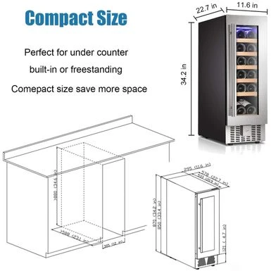 12"-15" Wine Cooler Beverage Refrigerator Beer Mini Fridge 19 Bottles - 15inch-new 10 12"-15" Wine Cooler Beverage Refrigerator Beer Mini Fridge 19 Bottles - 15inch-new - Image 8