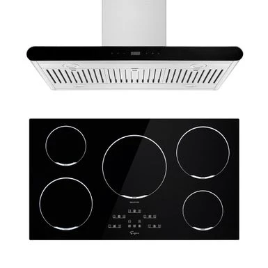 2 Piece Kitchen Appliances Packages Including 36" Induction Cooktop And 36" Island Range Hood - Black 3 2 Piece Kitchen Appliances Packages Including 36" Induction Cooktop And 36" Island Range Hood - Black