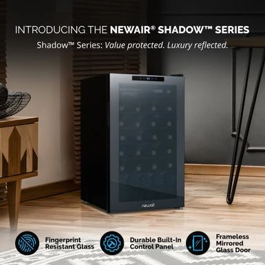 Newair Shadow Series Wine Cooler Refrigerator 51 Bottle, Freestanding Mirrored Wine Fridge With Compressor Cooling - Black 4 Newair Shadow Series Wine Cooler Refrigerator 51 Bottle, Freestanding Mirrored Wine Fridge With Compressor Cooling - Black - Image 2