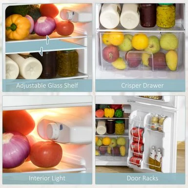 HOMCOM Double Door Mini Fridge With Freezer, 3.2 Cu.Ft Compact Refrigerator With Adjustable Shelf, Adjustable Thermostat - 18" W X 19.75" D X 34" H - White 6 HOMCOM Double Door Mini Fridge With Freezer, 3.2 Cu.Ft Compact Refrigerator With Adjustable Shelf, Adjustable Thermostat - 18" W X 19.75" D X 34" H - White - Image 4