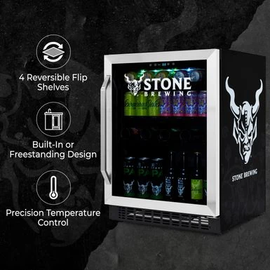 Newair Stone Brewing 180 Can FlipShelf Beer Refrigerator, 24 Built-In Or Freestanding Wine Cooler With Reversible Shelves - Stone Brewing Branded 8 Newair Stone Brewing 180 Can FlipShelf Beer Refrigerator, 24 Built-In Or Freestanding Wine Cooler With Reversible Shelves - Stone Brewing Branded - Image 6