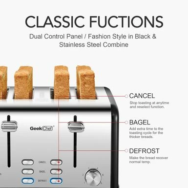 4-slice Stainless Steel Toaster - Silver 16 4-slice Stainless Steel Toaster - Silver - Image 14