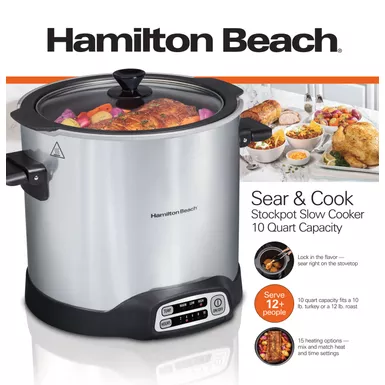Hamilton Beach - 10qt Sear & Cook Stockpot Slow Cooker Silver 10 Hamilton Beach - 10qt Sear & Cook Stockpot Slow Cooker Silver - Image 8