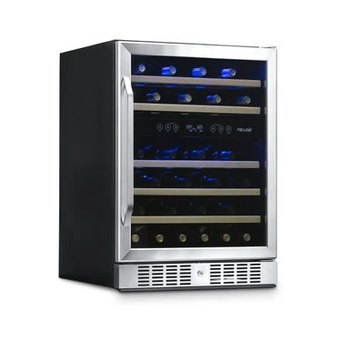 NewAir 24 Built-in 46 Bottle Dual Zone Compressor Wine Fridge, Quiet Operation With Beech Wood Shelves - Silver 3 NewAir 24 Built-in 46 Bottle Dual Zone Compressor Wine Fridge, Quiet Operation With Beech Wood Shelves - Silver