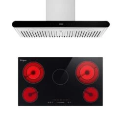 2 Piece Kitchen Appliances Packages Including 36" Radiant Electric Cooktop And 36" Island Range Hood - Black